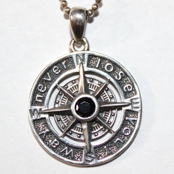Sterling Silver Compass Necklace - Picture 1 of 7